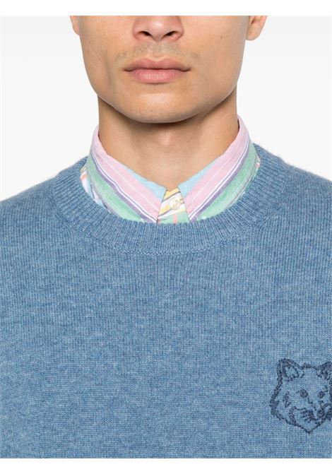 Blue Bold Fox Head Bold Fox Head embroidered sweatshirt Maison kitsuné - men MAISON KITSUNÉ | NM00812KT1112H420